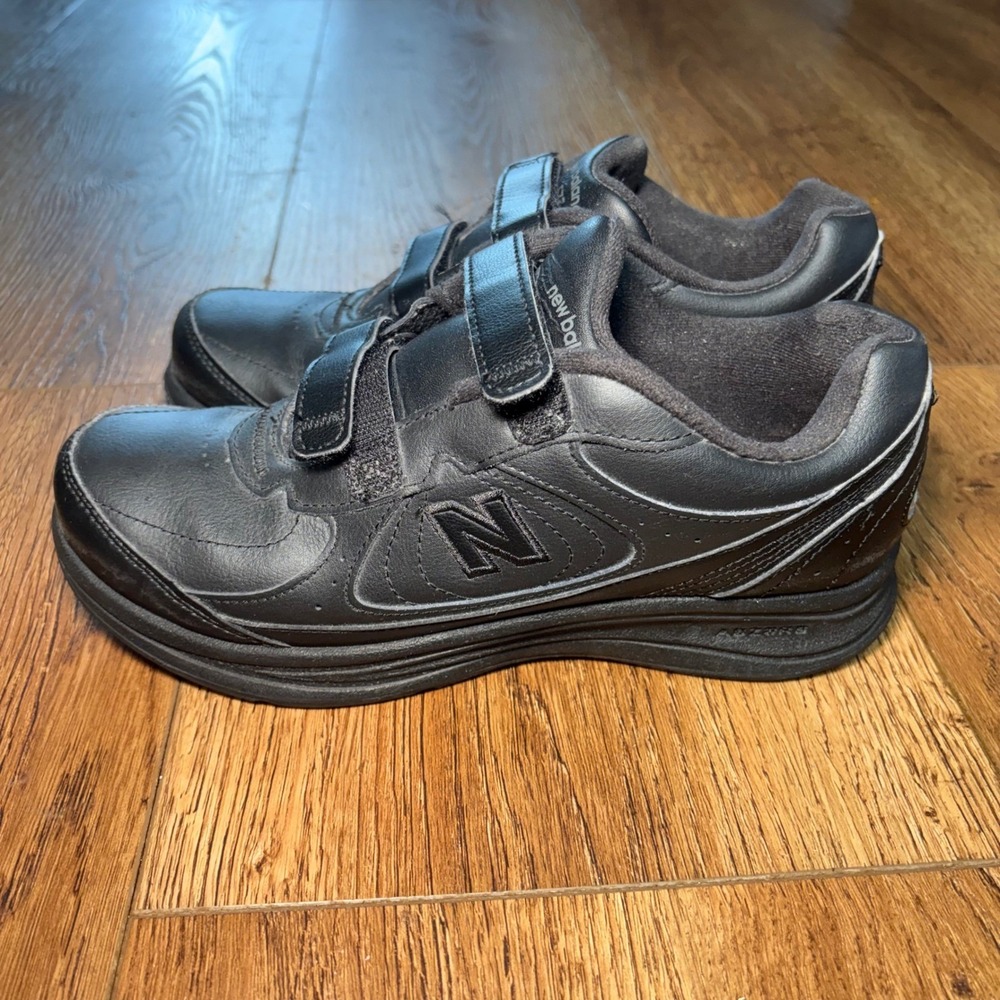 New Balance 577 Womens Size 8 2A Walking Shoes Black Leather Hook Loop WW577VK